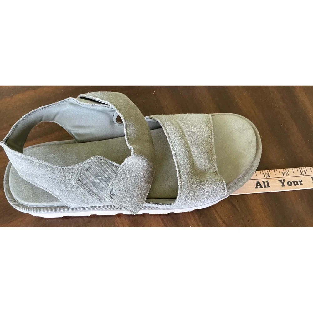 Koolaburra by UGG Suede Platform Sandals Adjustable Straps Grey Sage Women 11